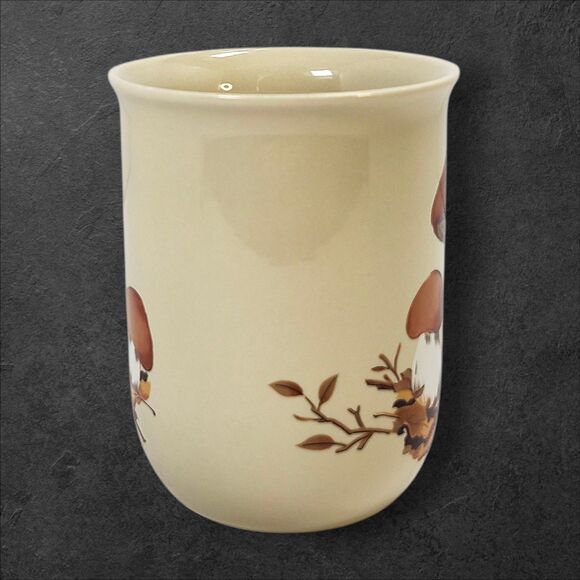 Vintage 1970s Mushroom Mug Double Sided Retro Cream Brown Coffee Cup Mushrooms - Picture 3 of 8